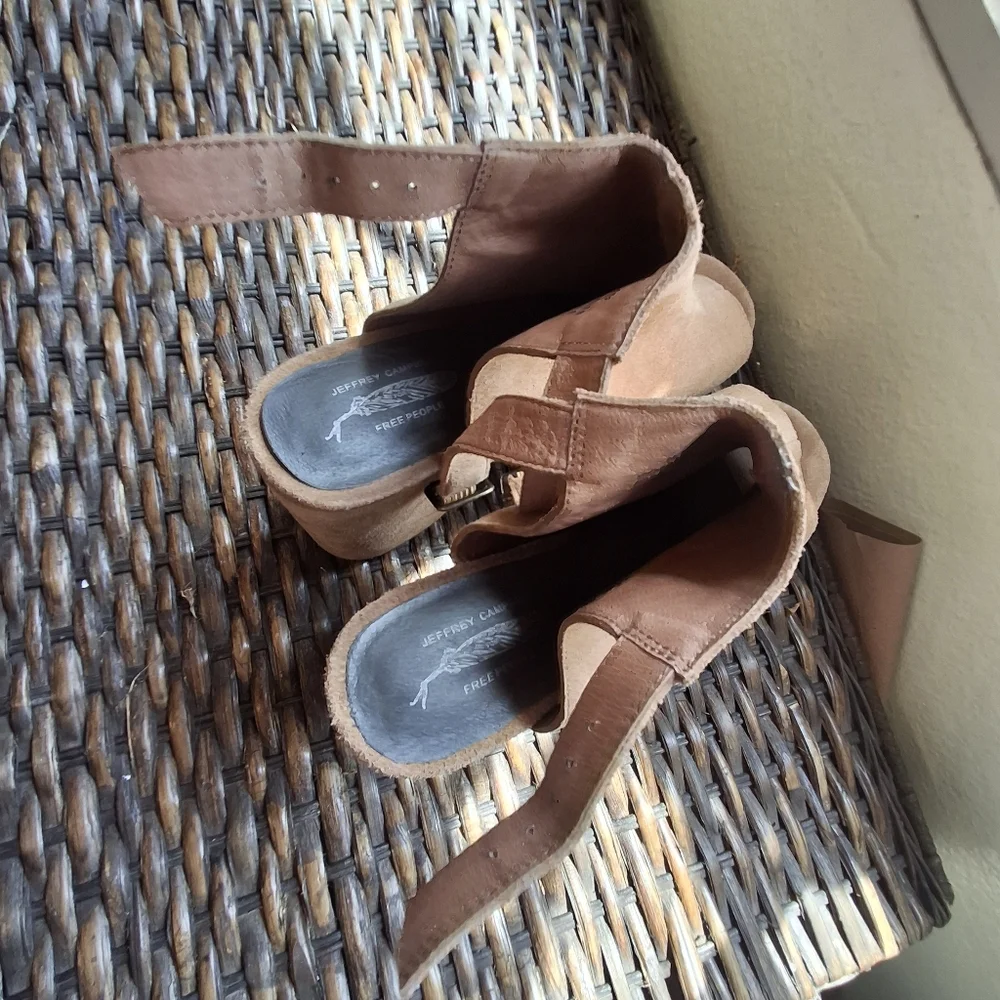 Jeffrey Campbell x Free People Leather Brown Platform Slingback Heels  Size 10 - Picture 12 of 16